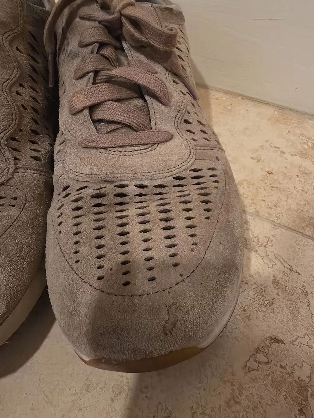 Dansko Suede Tan Leather Cut Out Sneakers Used Condition *Stains*